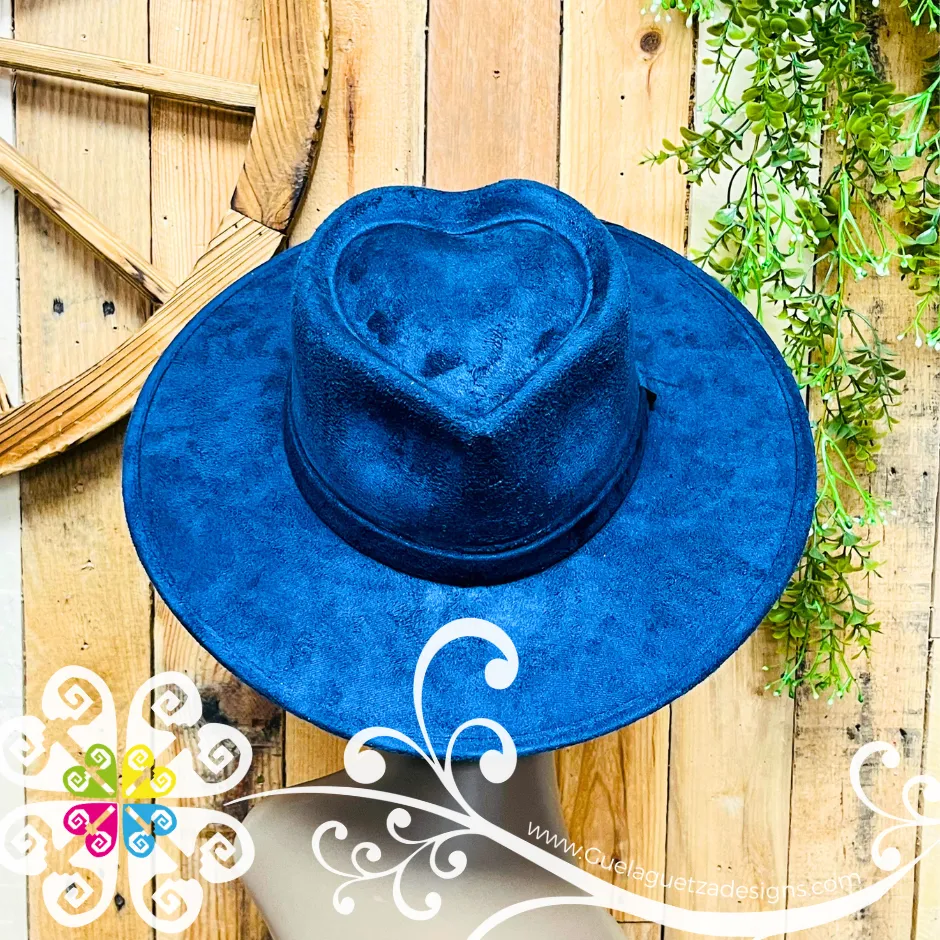 Navy Blue Corazon Mitla Velvet Hat - Peek-a-Boo Hand Painted Hat