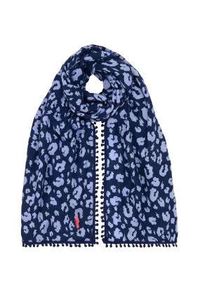 Navy with Blue Leopard Charity Super Scarf