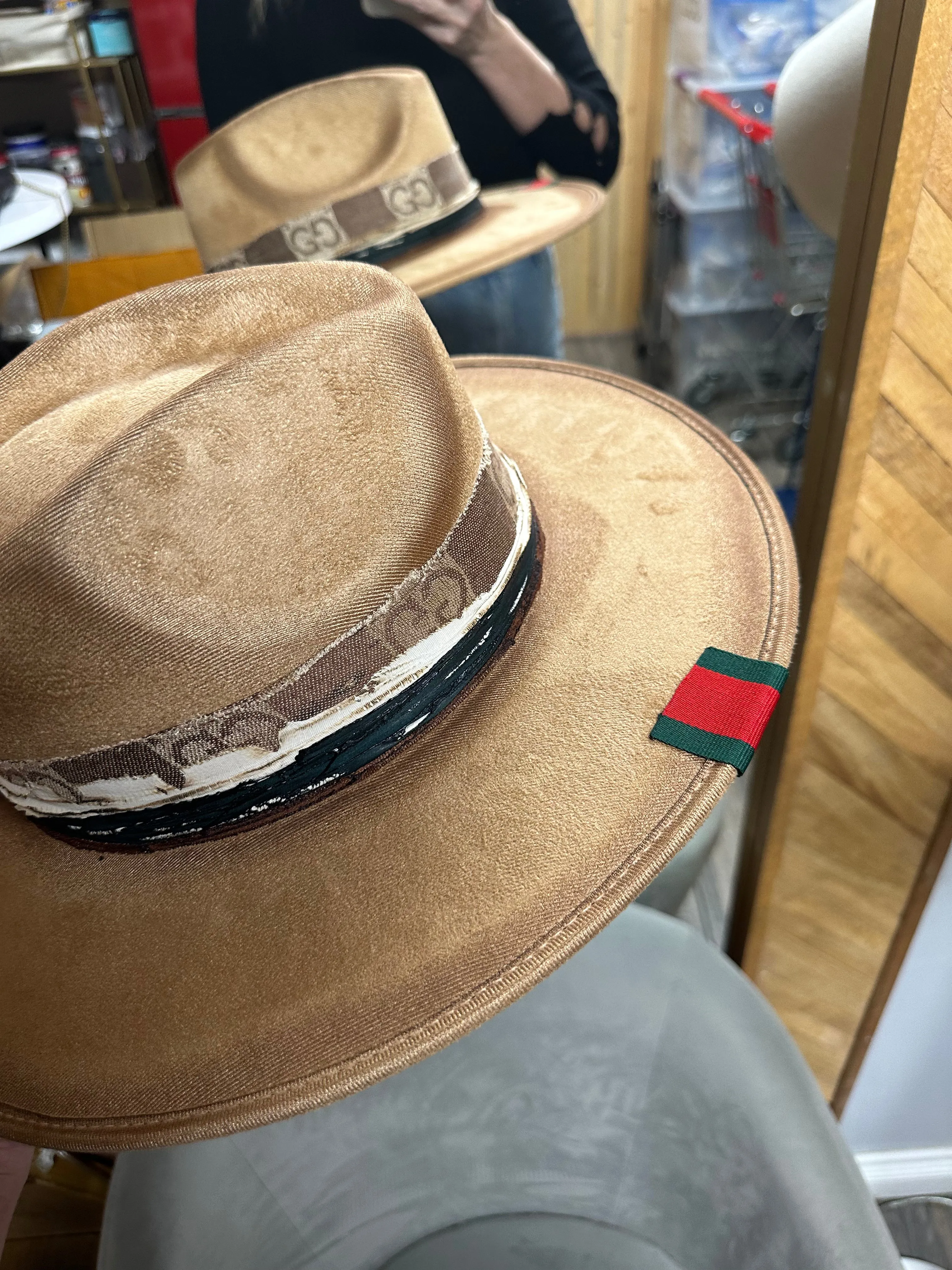 NEW!! GB ORIGINAL: The Luxe Banded Suede Hat in Tan