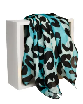 Nicsessories Aqua Cheetah Square Scarf with Full Grip