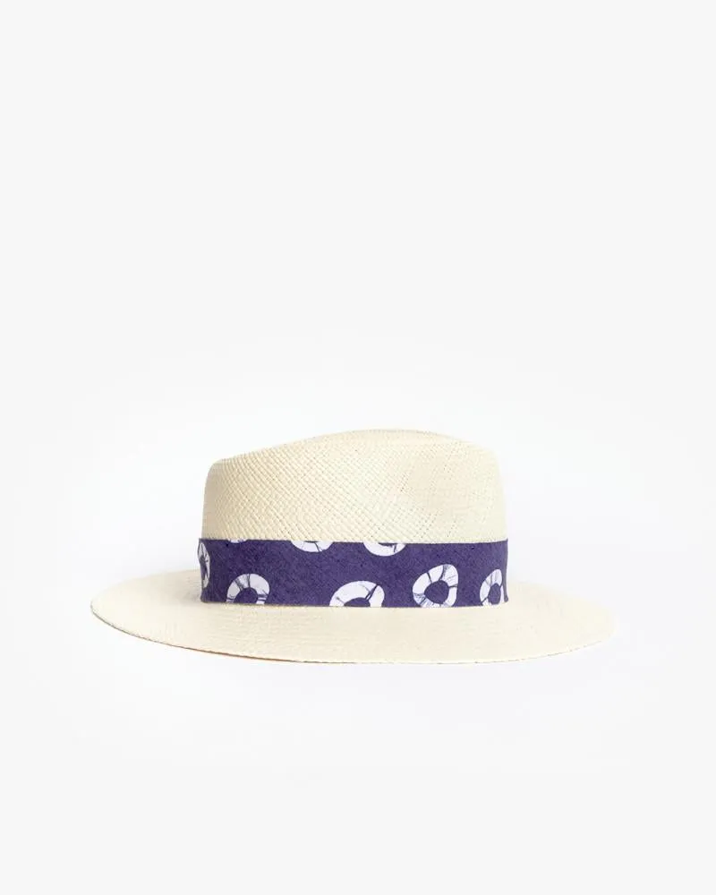 Panama Hat with Indigo Ribbon