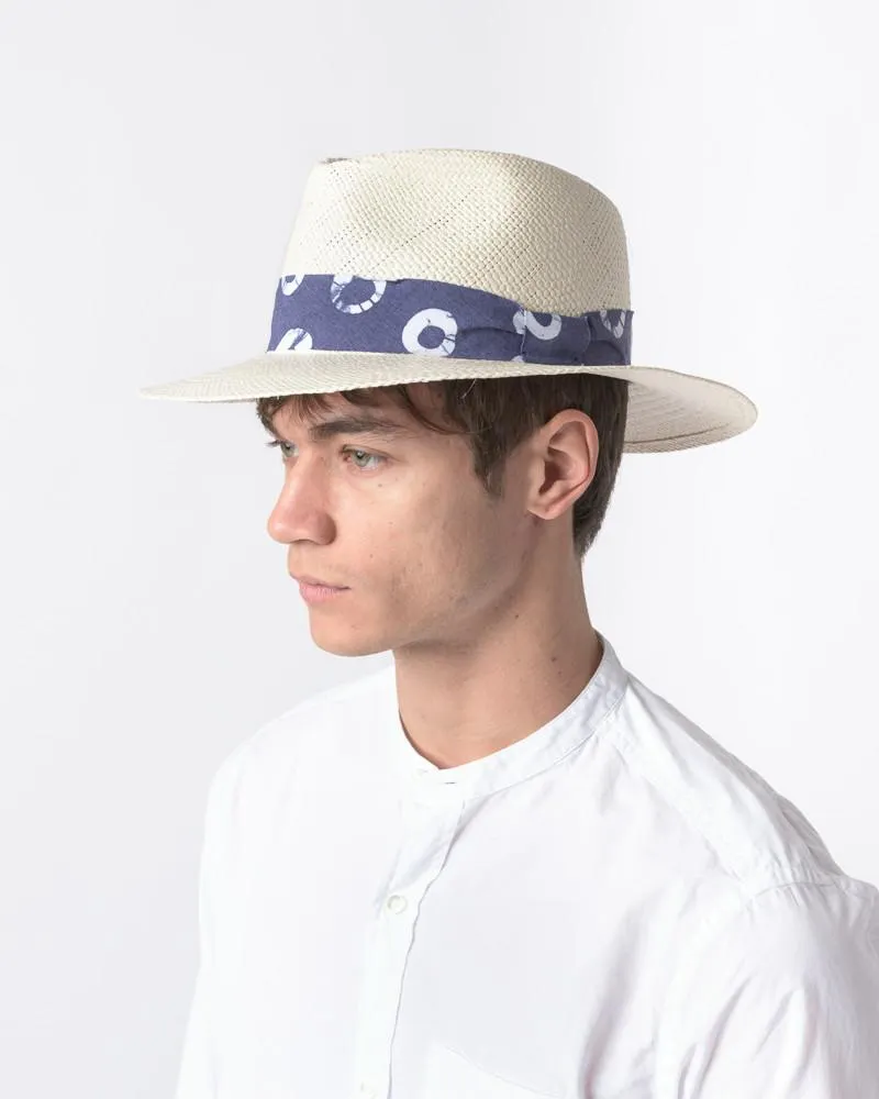 Panama Hat with Indigo Ribbon