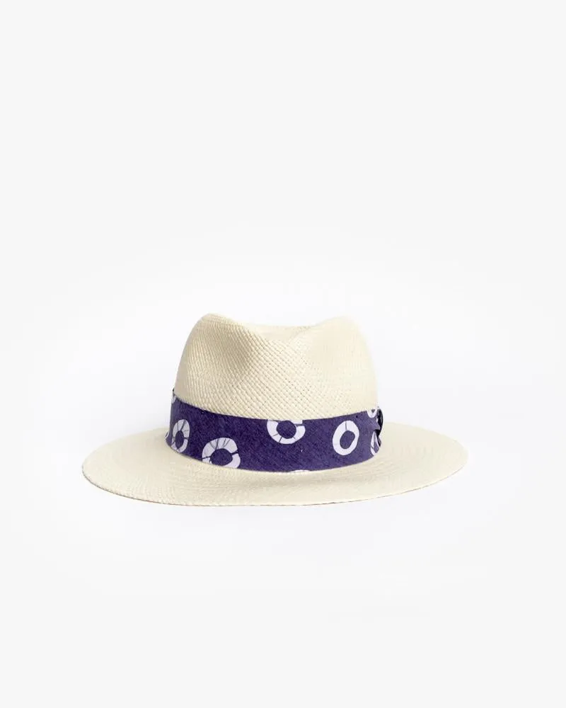 Panama Hat with Indigo Ribbon