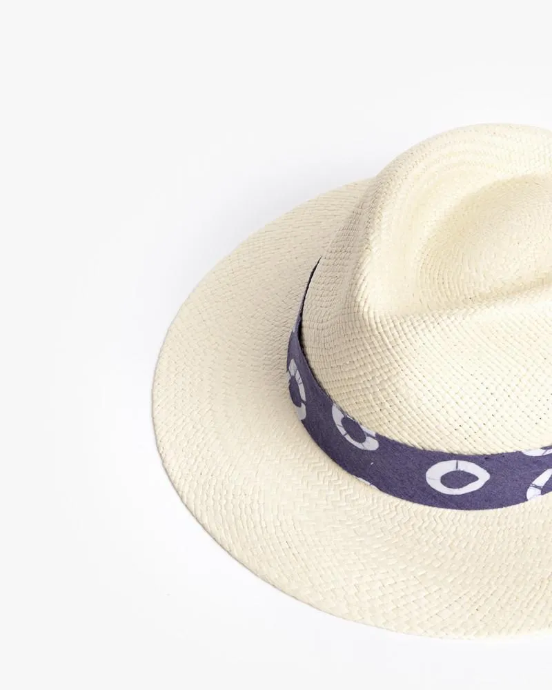 Panama Hat with Indigo Ribbon