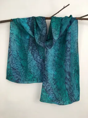 "Mermaid Ocean Reef" - Hand-dyed Silk Scarf - $125