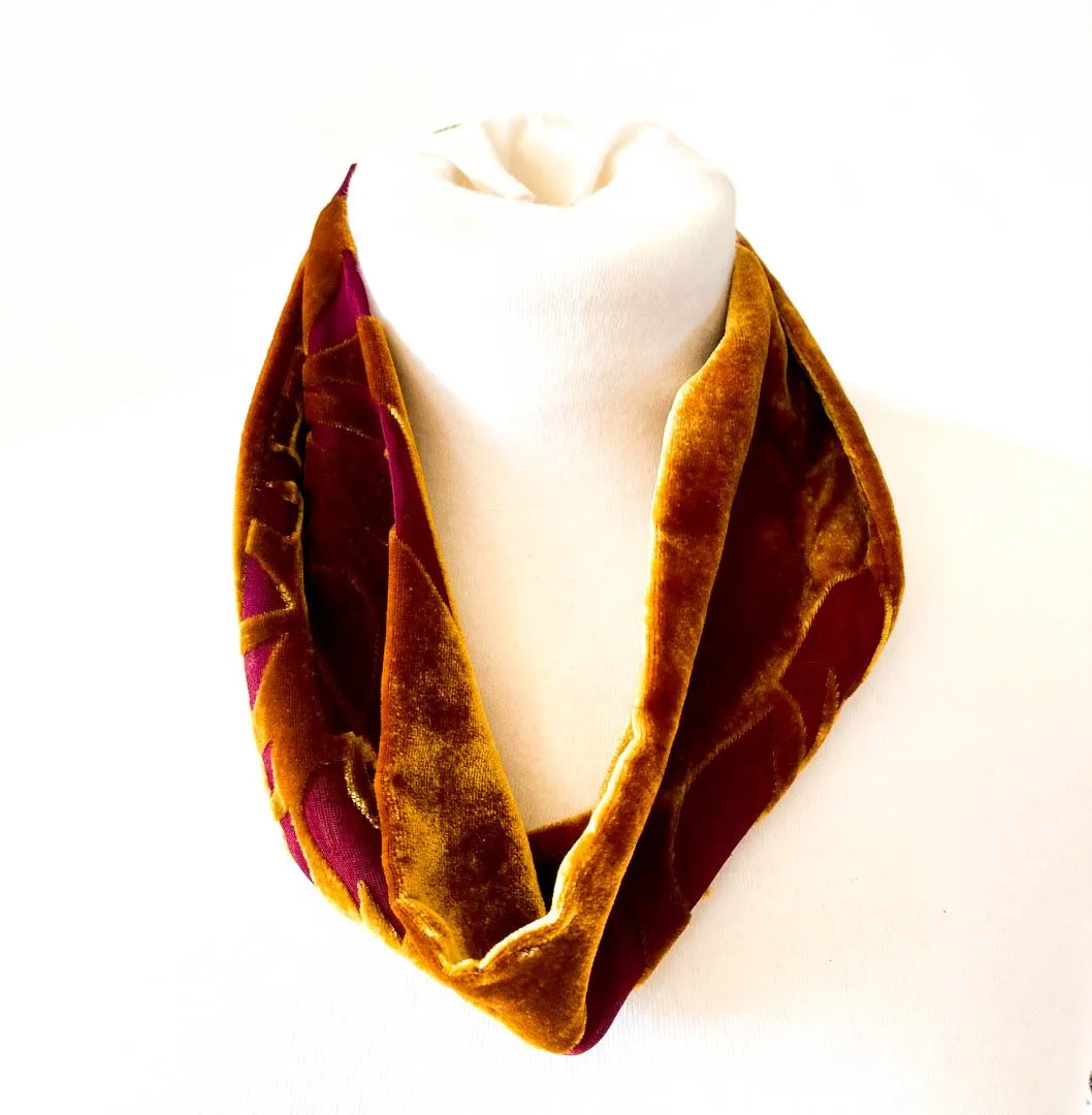 Rich Gold/  Purple Devore Snood