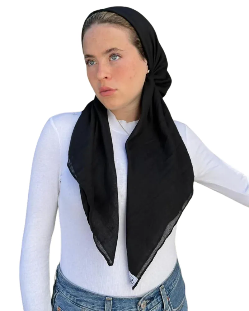 Scarf Bar Classic Black Pre-Tied Bandanna with Full Grip