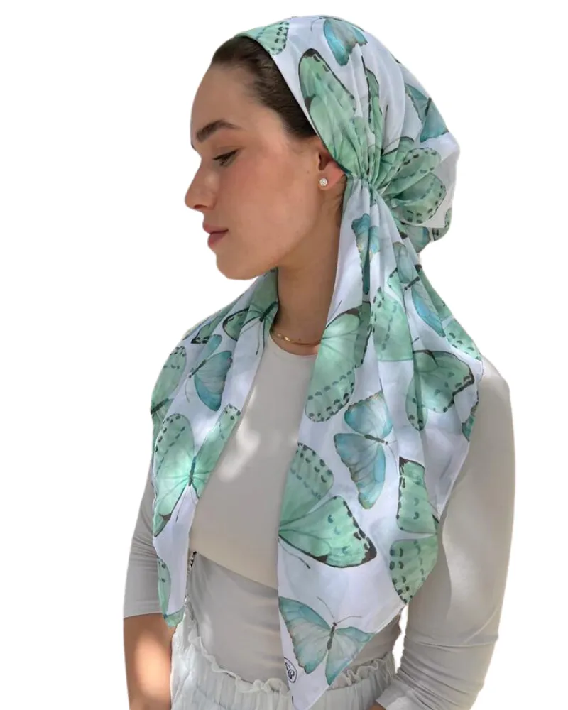 Scarf Bar Sage Green Butterfly Classic Pre-Tied Bandanna with Full Grip