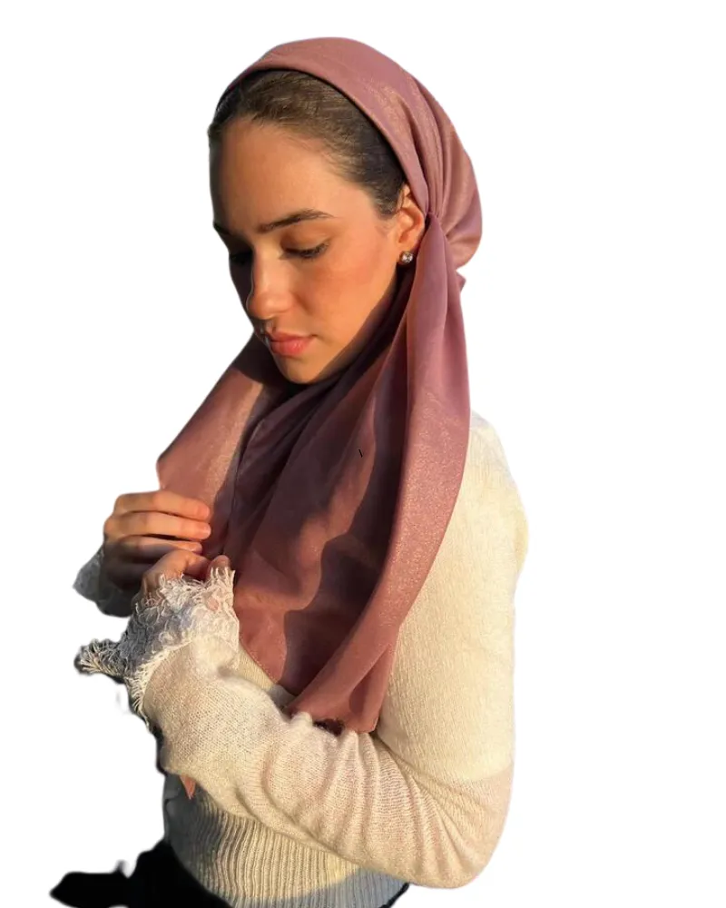 Scarf Bar Solid Mauve Shimmer Classic Pre-Tied Bandanna with Full Grip