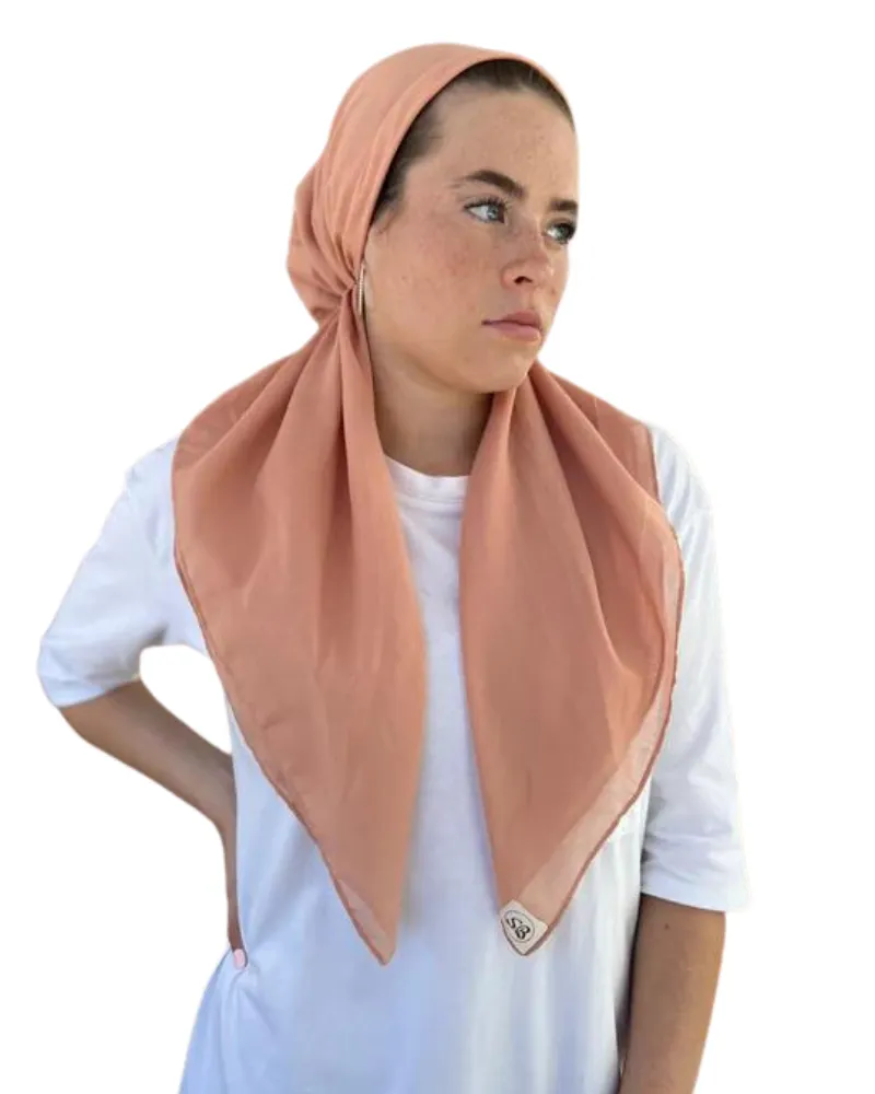 Scarf Bar Solid Peach Cotton Classic Pre-Tied Bandanna with Full Grip