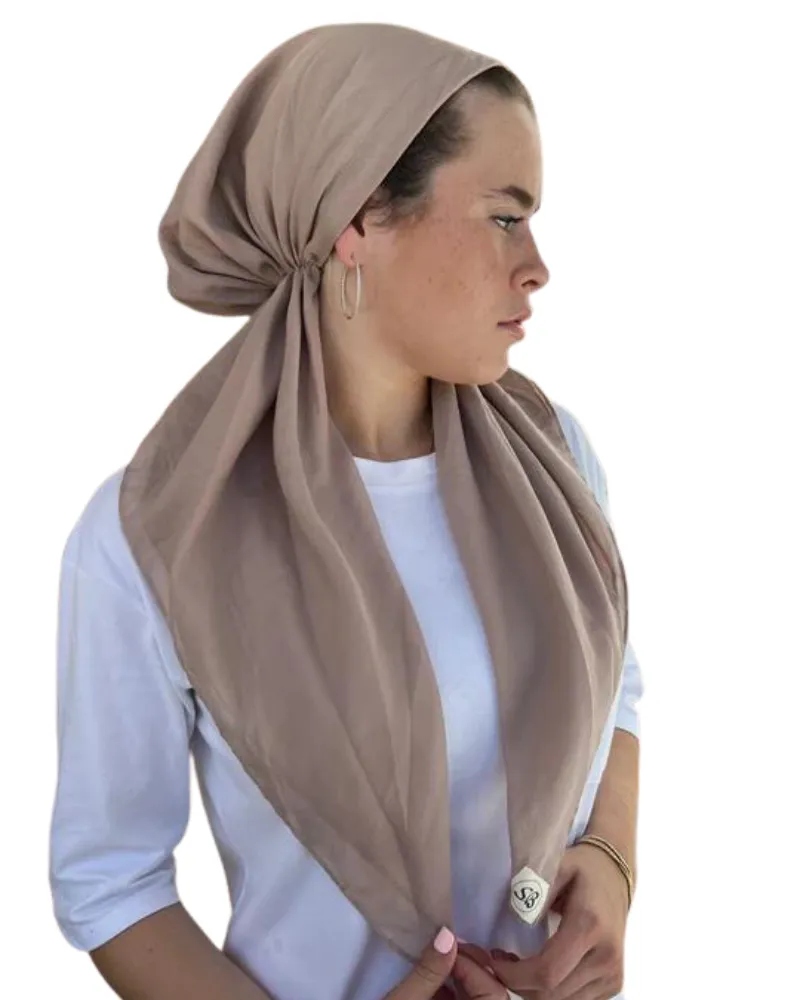 Scarf Bar Solid Taupe Cotton Classic Pre-Tied Bandanna with Full Grip