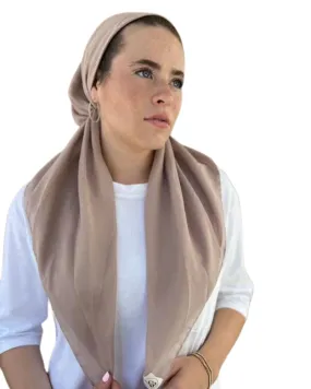 Scarf Bar Solid Taupe Cotton Classic Pre-Tied Bandanna with Full Grip