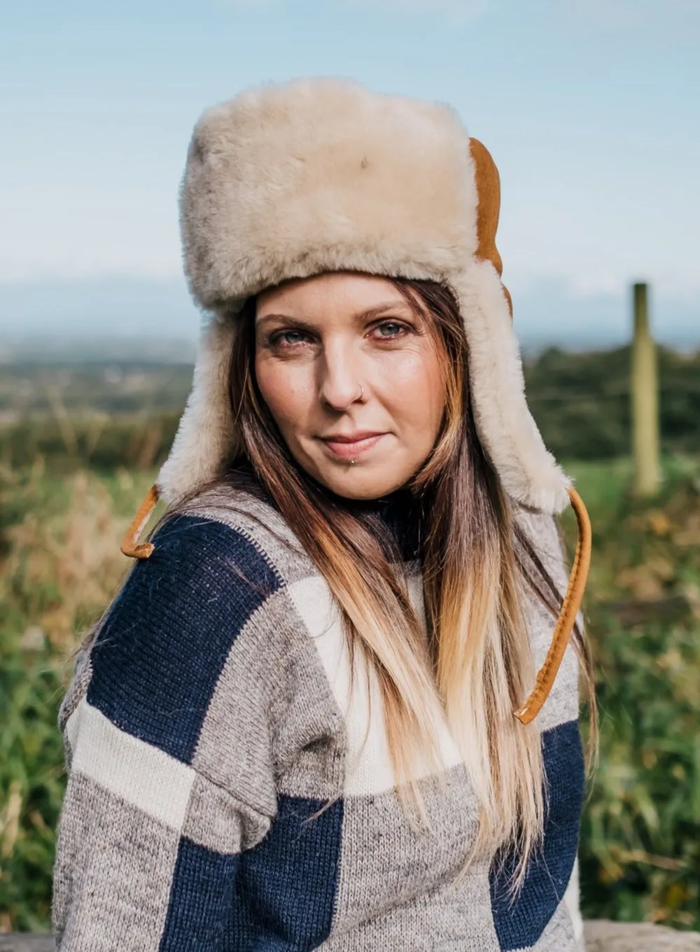 Sheepskin Trapper Hat with Ties