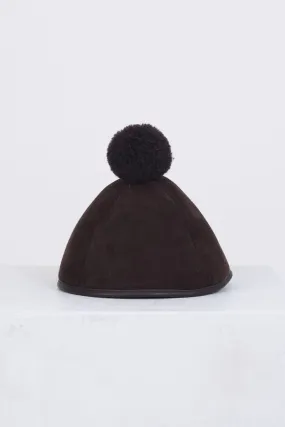 Shell Hat with Pom Pom, Chocolate