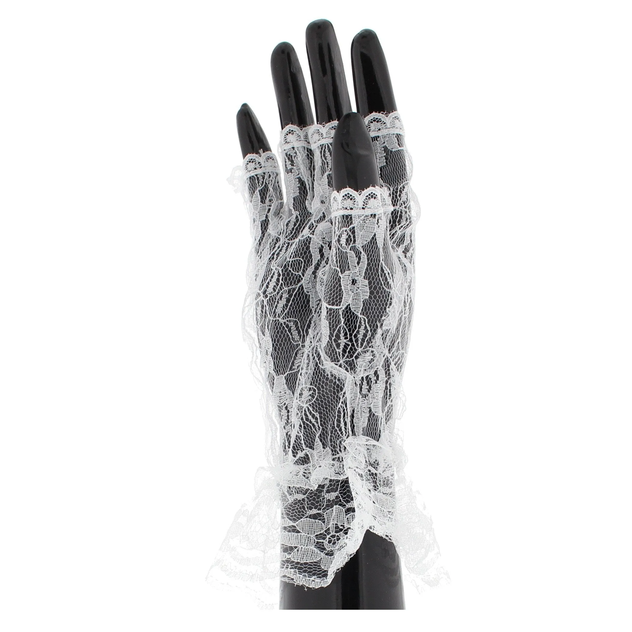 Short Lace Fingerless Gloves with Cuff