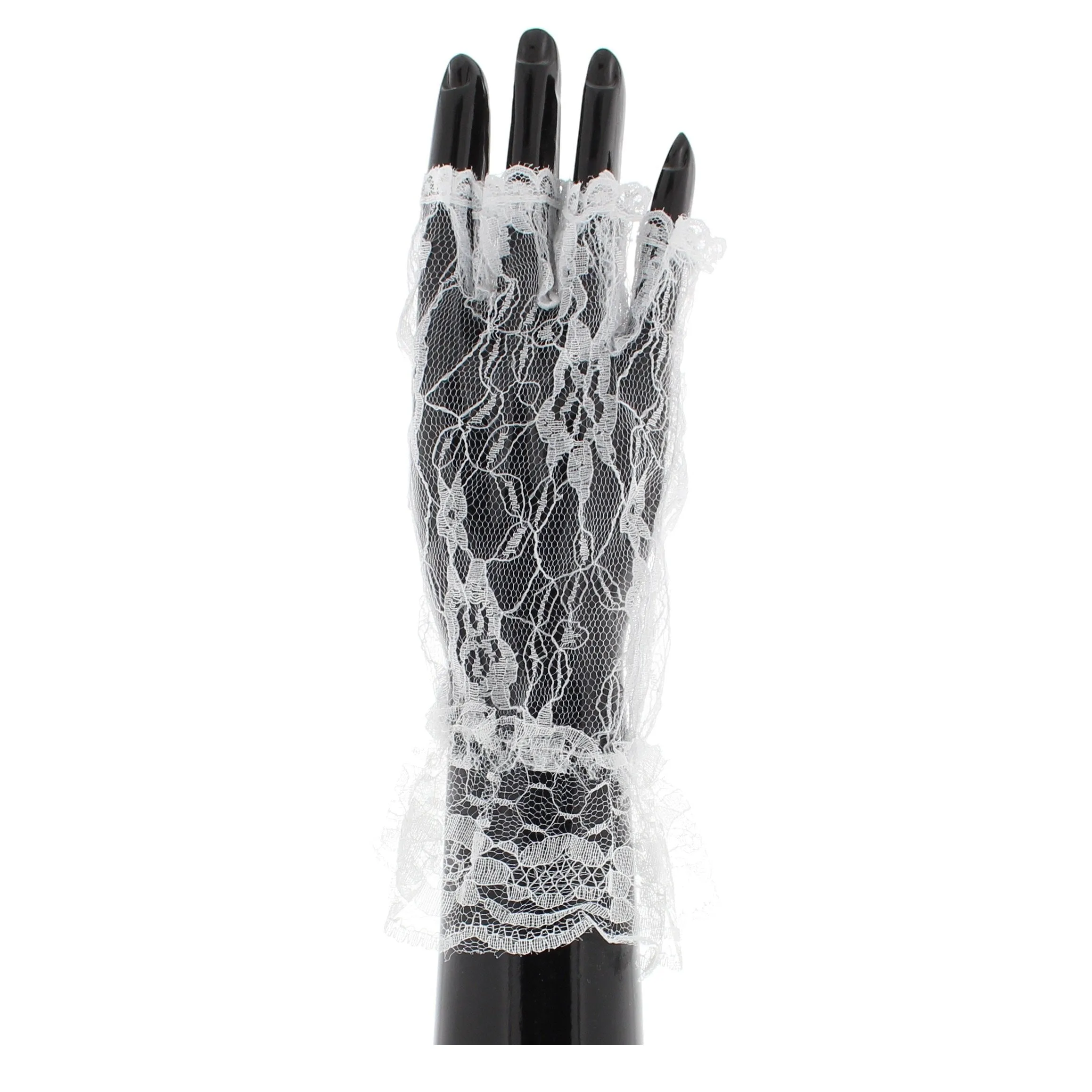 Short Lace Fingerless Gloves with Cuff