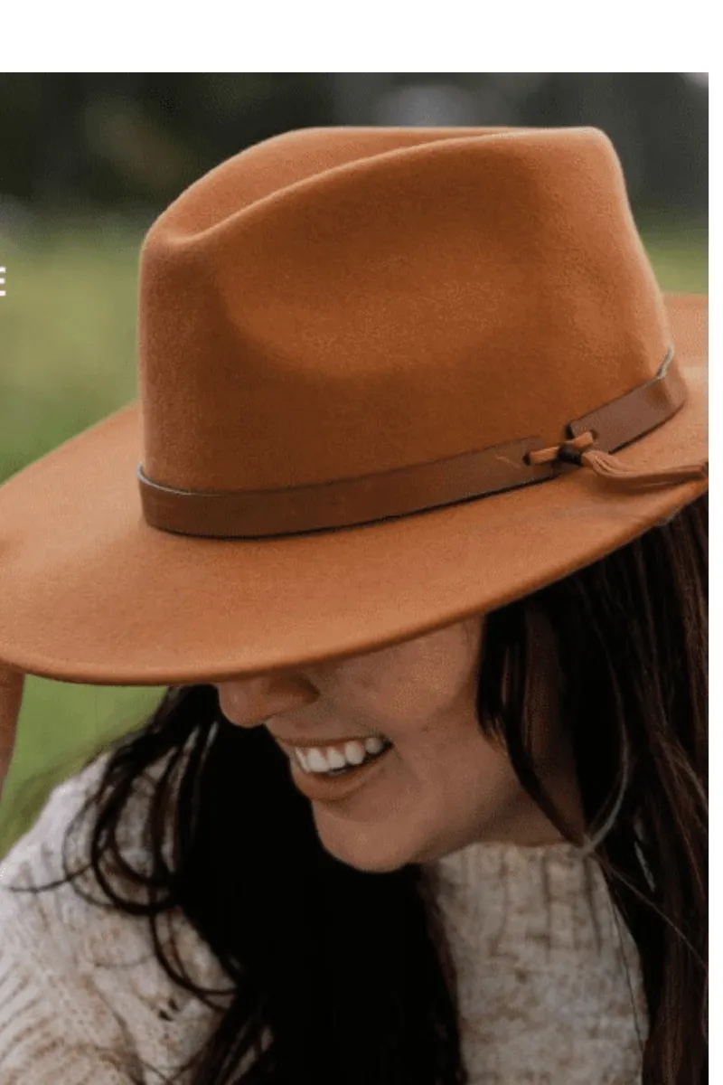 Sundaise Ricki Panama Suede Band Wool Felt Hat - Cinnamon