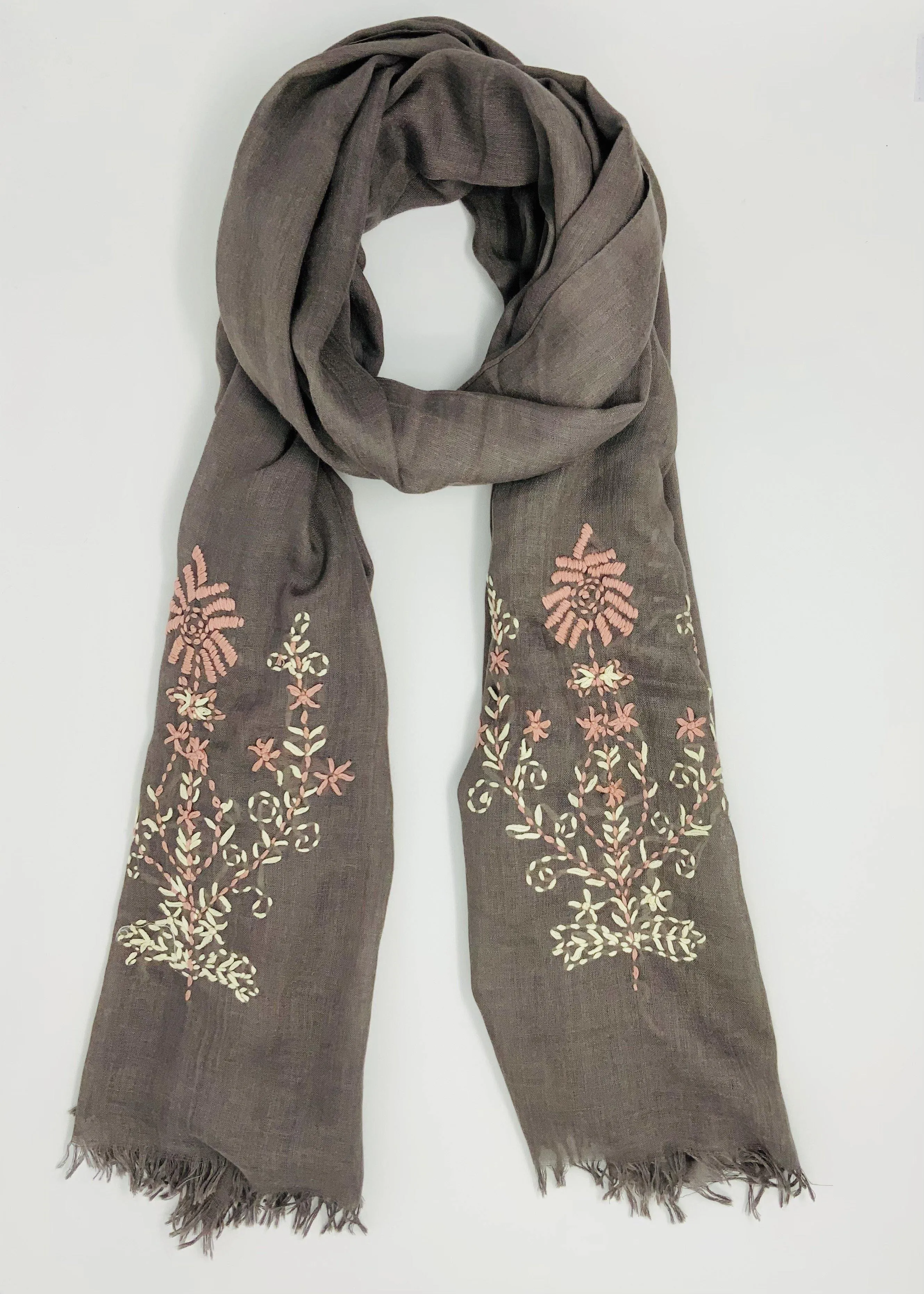 Sustainable Silk Scarf with Hand Embroidery