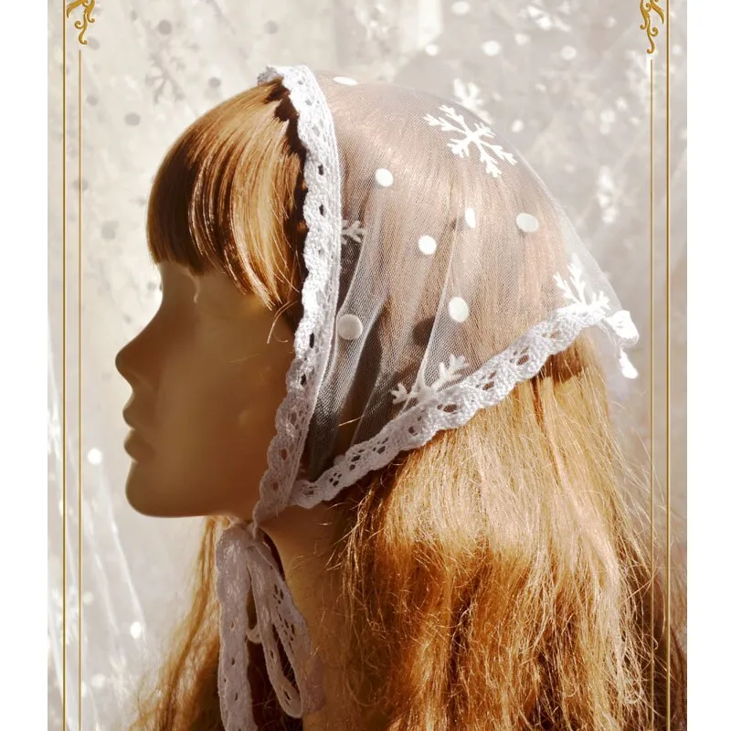 Sweet Snowflake Embroidered Lolita Head Scarf Lace Wrap