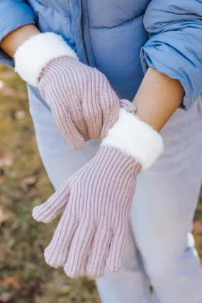 Taupe Faux Fur Smart Touch Gloves