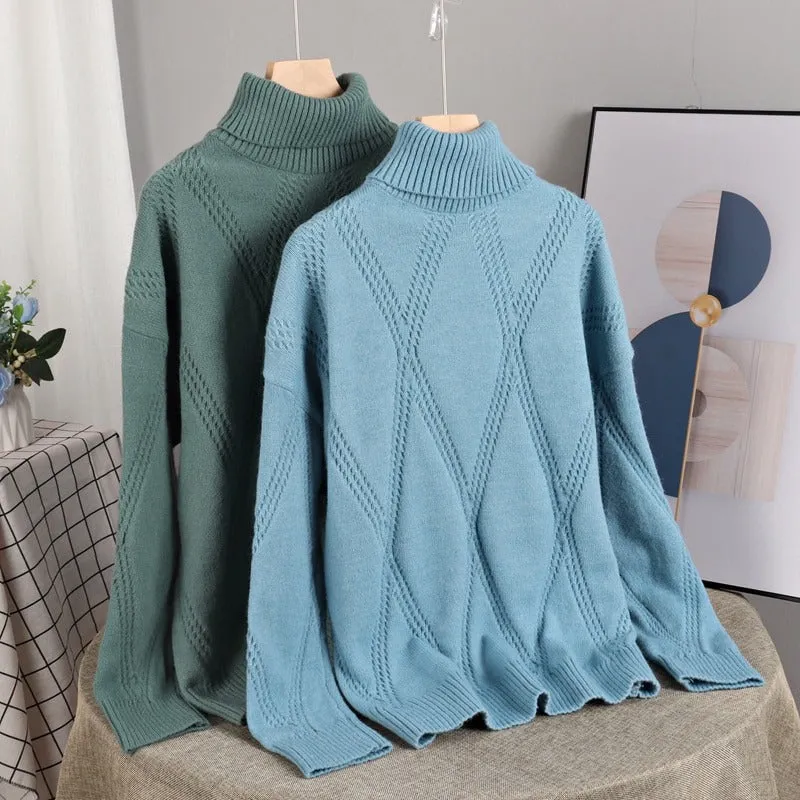 Thick and Warm Winter Oversized Knitted Turtleneck Pullover Sweaters