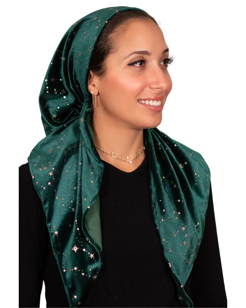 Tie Ur Knot Galaxy Velvet Emerald Pre-Tied Bandanna with Full Non Slip Grip