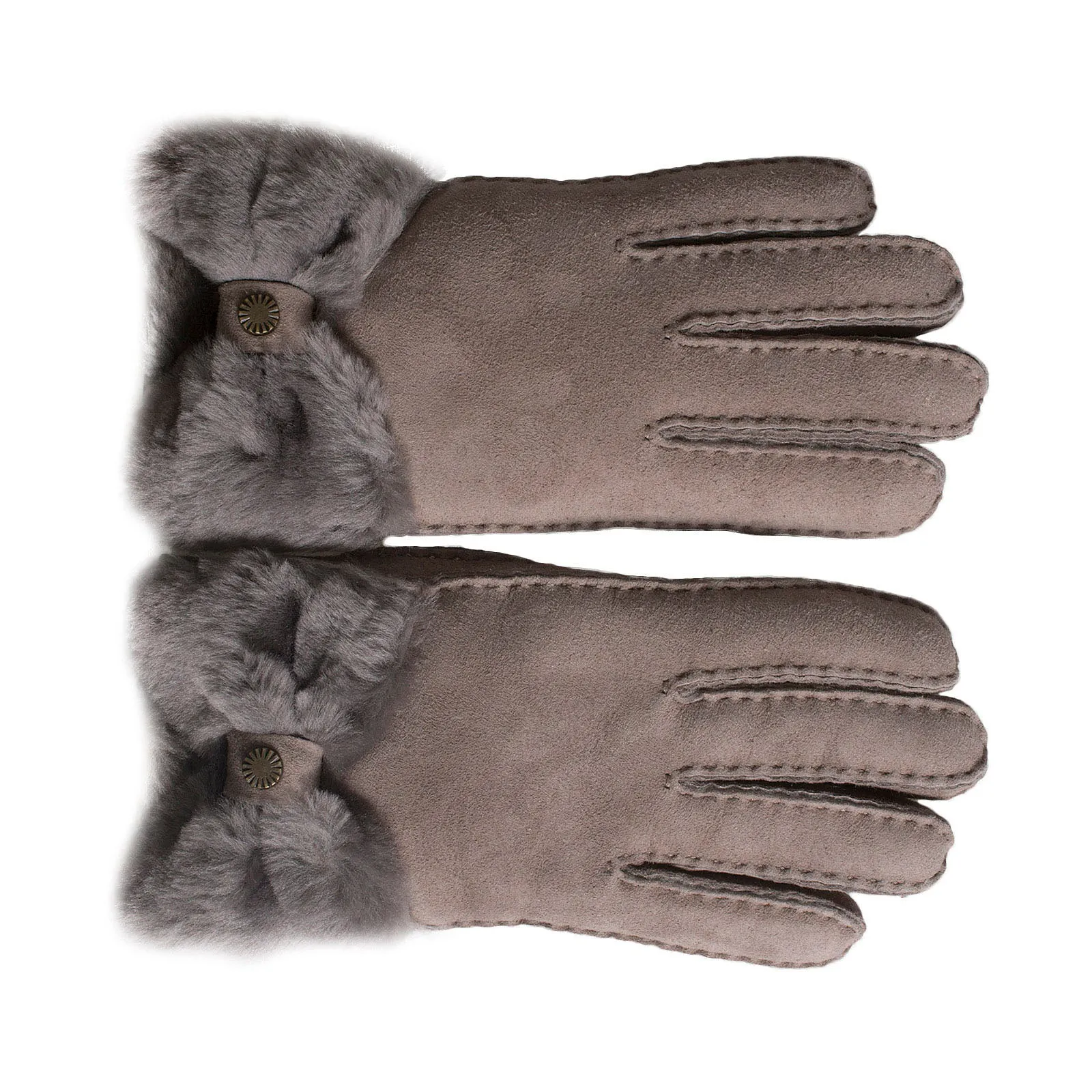 UGG Sheepskin Bow Stormy Grey Gloves - Women's