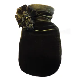 Velvet mini hot water bottle - Olive green