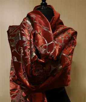 Venetian Silk Velvet Hand Griffauged Scarf/Stole