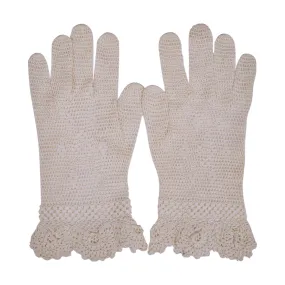 Vintage Crochet Gloves Off White Hand Made Ladies Size Small