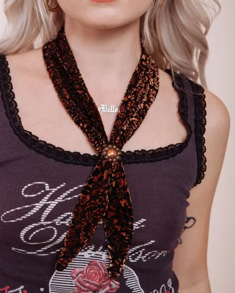 Wild Thing Burnout Velvet Leopard Scarf Tie